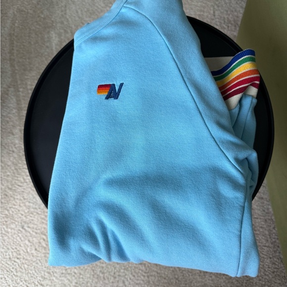 Blue Crewneck Sweatshirt with Rainbow Trim - Picture 6 of 6